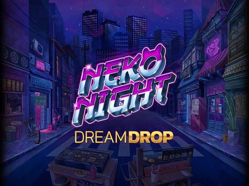 Imagem do jogo Neko Night Dream Drop, um caça-níquel com jackpot progressivo no bet apps.